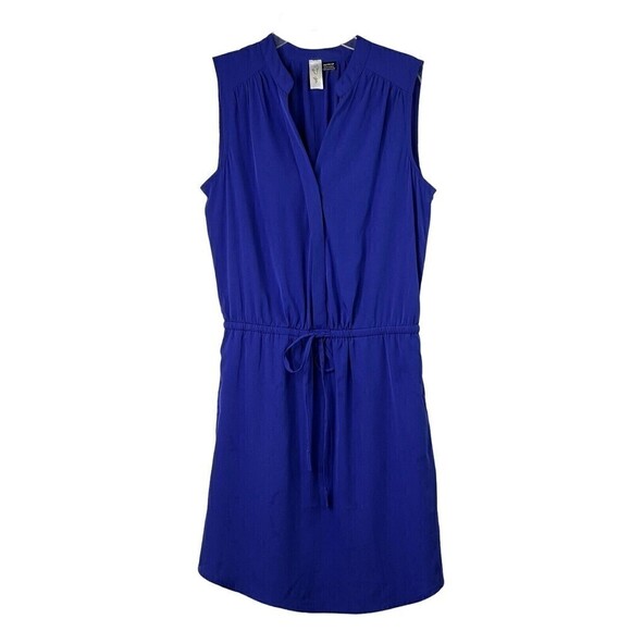 RD Style Women's Modest Royal Blue Tie Elastic Waist House Dress Size XS - Picture 1 of 9